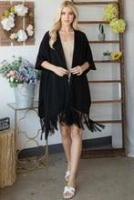 Black Draped Poncho with String Detail Cardigan