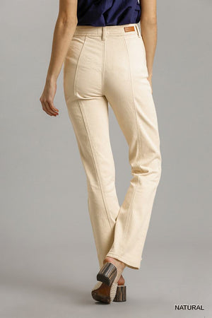 Khaki Panel Straight Cut with Pockets Denim Jeans
