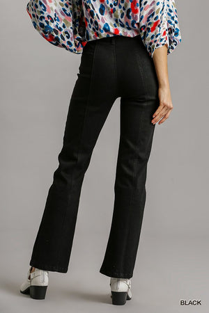 Black Panel Straight Cut with Pockets Denim Jeans
