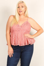 Mauve Plus Size Lace Sleeveless Women's Top