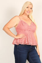 Mauve Plus Size Lace Sleeveless Women's Top