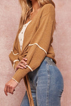 Pale Yellow Textured Knit Cardigan Sweater