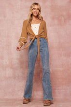 Pale Yellow Textured Knit Cardigan Sweater