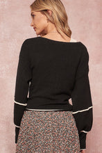 Black Textured Knit Cardigan Sweater
