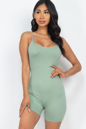 Green Bay Women's Sexy Backless Cami Stretch Knit & Strappy Romper