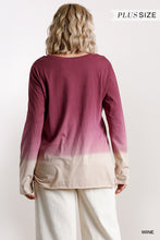 Wine Ombre Print Cotton Made Long Sleeve Women's Top