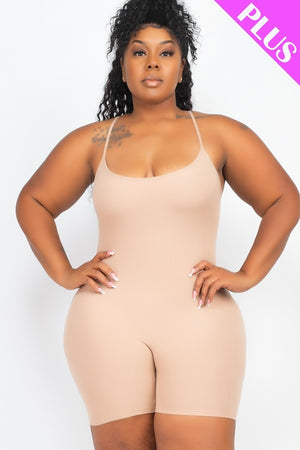 Toffee Plus Size Ribbed Bodycon Women's Romper