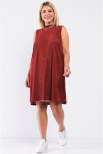 Rust & Pearl Plus Rust And Nude Illusion High Neck Swing Women's Dress