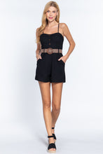 Black Sweetheart Neck Belted Romper