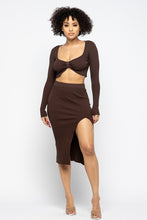 Chocolate High Slit Women's Skirt Set