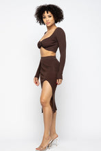 Chocolate High Slit Women's Skirt Set
