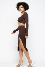 Chocolate High Slit Women's Skirt Set