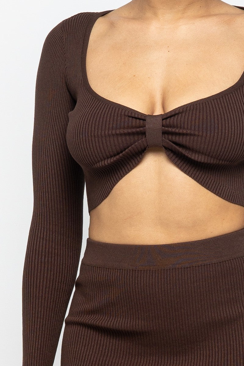 Chocolate High Slit Women's Skirt Set