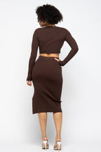 Chocolate High Slit Women's Skirt Set