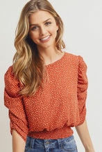 Ivory Smocked Band Top With Shirring Puff Sleeve