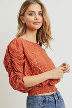 Ivory Smocked Band Top With Shirring Puff Sleeve
