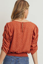 Ivory Smocked Band Top With Shirring Puff Sleeve