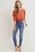 Ivory Smocked Band Top With Shirring Puff Sleeve