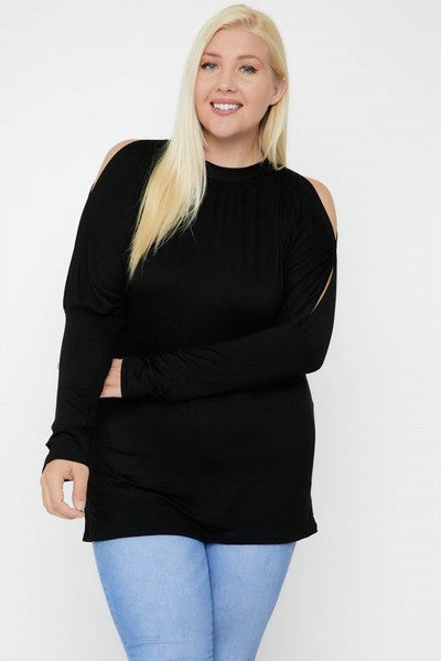 Black Long Sleeves Solid Women's Top