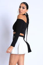 Black Choker Off-shoulder Women's Top Set