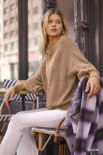 Beige Puff Sleeve Boat Neck Sweater